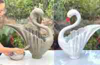 Beautiful and easy - The idea of ​​​​swan shaped plant pots from old fabric and cement - YouTube