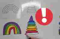 Draw figures. Colouring the rainbow, pyramid and balls. Fun musik, markers. - YouTube